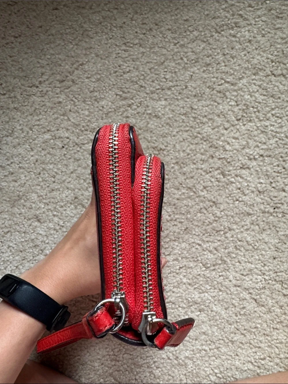 Coach Red Leather Zip-Around Wallet/ wristlet